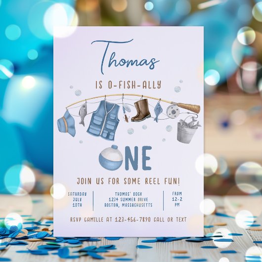 Invitation Pêche 1er Anniversaire O-Fish-Ally Un Anniversaire