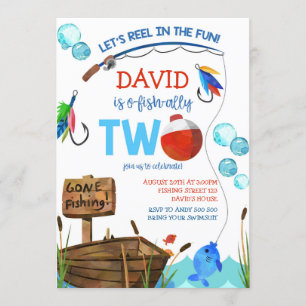 Invitation Pêche 2e anniversaire Boy O-fish-ally