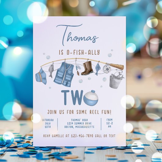 Invitation Pêche 2e anniversaire O-Fish-Ally Deux anniversair
