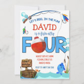 Invitation Pêche 4e anniversaire Boy Party O-fish-ally (Devant)