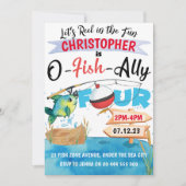 Invitation Pêche 4e anniversaire O-Fish-Ally Four Boy (Devant)