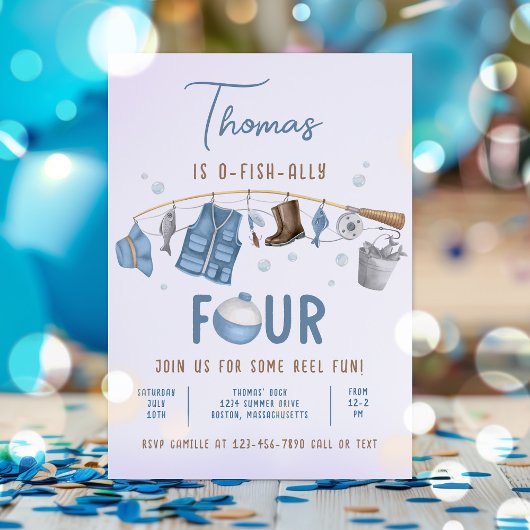 Invitation Pêche 4e anniversaire O-Fish-Ally Quatre anniversa