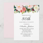 Invitation Pêche à la brosse Botanique Floral 80e anniversair (Devant / Derrière)