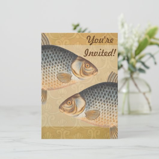 Invitation Pêche à la carpe peinture à l'eau douce (Debout devant)