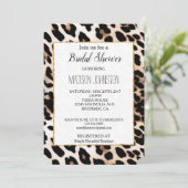 Invitation Pêche à la crème animal léopard noir (Debout devant)