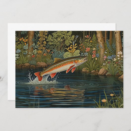 Invitation Pêche à la mouche rustique (Devant / Derrière)