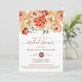 Invitation Pêche à la rouille Fête des mariées florale romant (Debout devant)