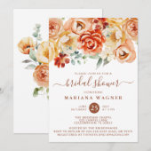 Invitation Pêche à la rouille Fête des mariées florale romant (Devant / Derrière)