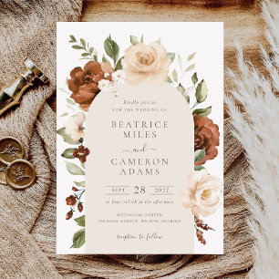 Invitation Pêche à la rouille florale Mariage à l'arc Boho