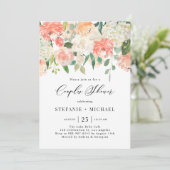 Invitation Pêche à l'aquarelle et fleurs d'ivoire Couples Dou (Debout devant)