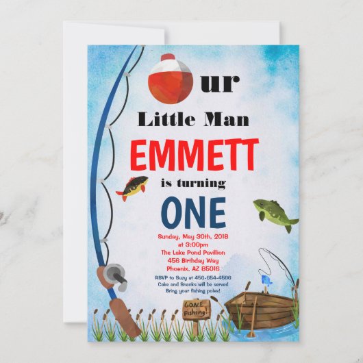 Invitation Pêche à l'extérieur du poisson Été N'importe quel (Devant)
