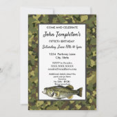 Invitation Pêche adulte robuste Anniversaire Homme Camo Fish  (Devant)