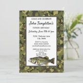 Invitation Pêche adulte robuste Anniversaire Homme Camo Fish  (Debout devant)