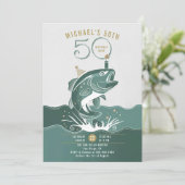 Invitation Pêche Amusants Big Fish Green Men 50e anniversaire (Debout devant)
