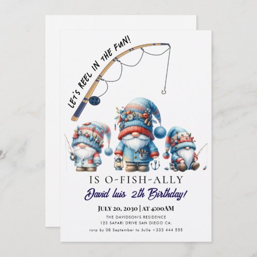 Invitation pêche Anniversaire (Devant / Derrière)