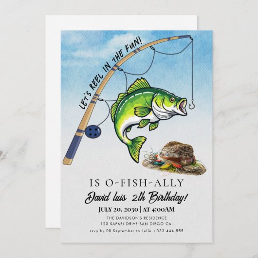Invitation pêche Anniversaire (Devant / Derrière)