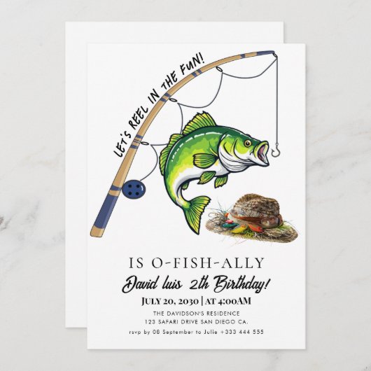 Invitation pêche Anniversaire (Devant / Derrière)