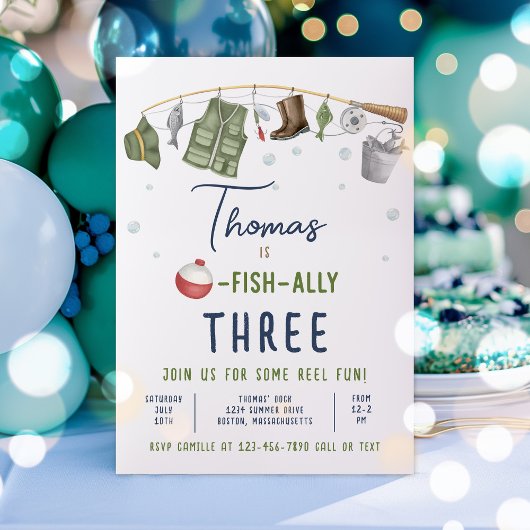 Invitation Pêche Anniversaire Fête Garçon O-Fish-Ally Anniver