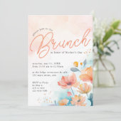 Invitation Pêche Aquarelle Florale Fête des Mères moderne Bru (Debout devant)