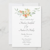 Invitation Pêche aquarelle, jaune et vert Floral (Devant)