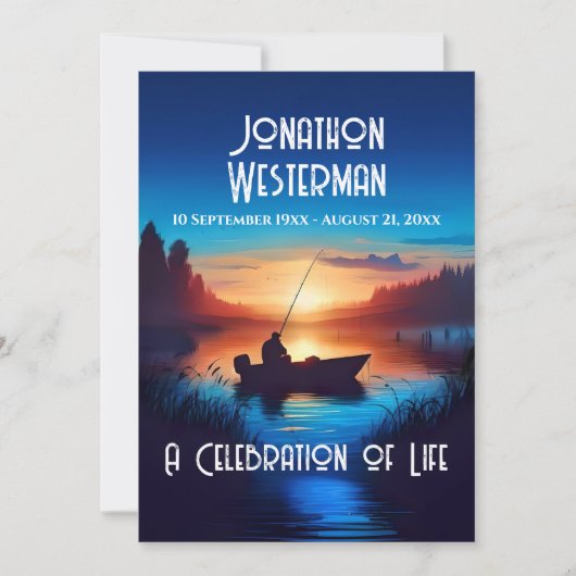 Invitation Pêche au coucher du soleil Fête de la vie (Devant)