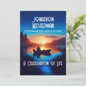 Invitation Pêche au coucher du soleil Fête de la vie (Debout devant)