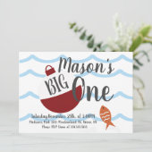 Invitation Pêche Bait Turner Un Poisson Océan Anniversaire (Debout devant)