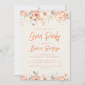 Invitation Pêche Beige Ivory Floral Graduation Party (Devant)