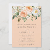 Invitation Pêche & Blanc Floral Botanique Printemps Mariage (Devant)