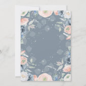 Invitation Pêche bleue Sérénité et Baby shower floral Rose (Dos)