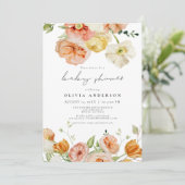 Invitation Pêche & Blush Spring Floral Girl Baby shower (Debout devant)