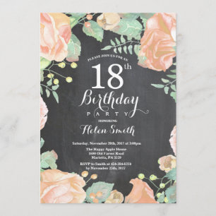 Invitation Pêche botanique Florale 18e anniversaire Invitatio