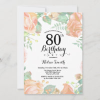 Pêche botanique Florale 80e anniversaire Invitatio
