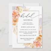 Invitation Pêche, Brosse, Fête des mariées Florale Violette / (Devant)