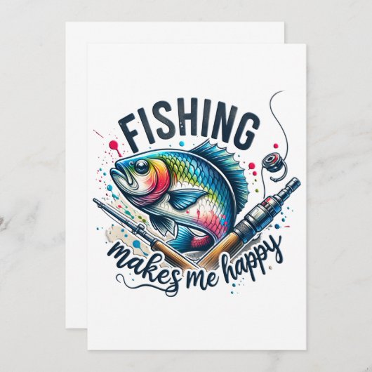 Invitation Pêche-Cadeaux Fisher Rend Mon Joyeux (Devant / Derrière)