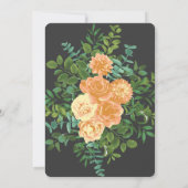 Invitation Pêche & Charcoal Gris Peony & Rose Floral Mariage (Dos)