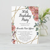 Invitation Pêche Coral Zinnia Flower Womens 50e anniversaire (Debout devant)