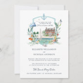 Invitation Pêche Côtière Nautique Balnéaire | Crête Mariage (Devant)