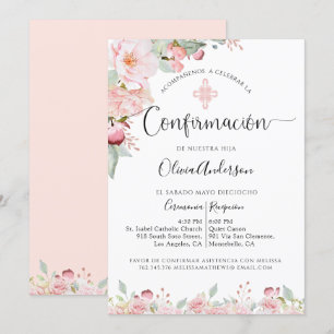 Invitation Pêche de confirmation espagnole et florale de ment