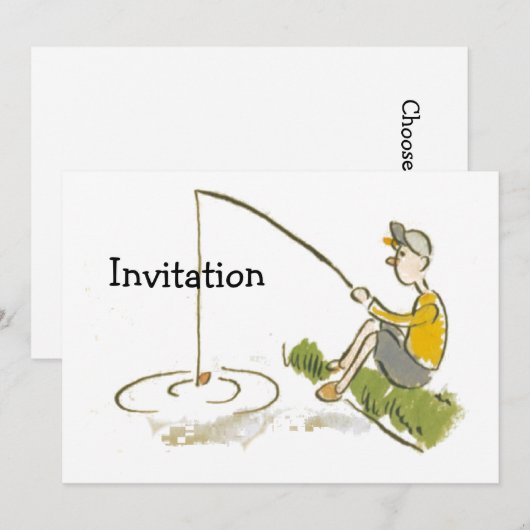 Invitation Pêche de garçon (Devant / Derrière)