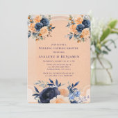 Invitation Pêche de marine peint Floral Couples Mariages douc (Debout devant)