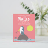 Invitation Pêche de pingouin moderne filles nautiques Anniver (Debout devant)