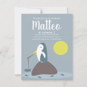 Invitation Pêche de pingouin moderne Océan nautique Anniversa (Devant)