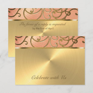 Invitation Pêche de Quinceanera et tourbillons de Filigree d'