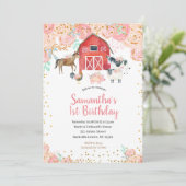 Invitation Pêche de rose d'invitation d'anniversaire de fille (Debout devant)
