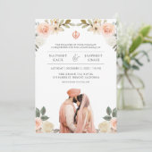 Invitation Pêche douce Floral Anand Karaj Indien Mariage Sikh (Debout devant)