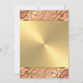 Invitation Pêche élégante bat mitzvah et Filigree d'or (Dos)