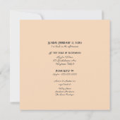 Invitation Pêche et blanc avec douche en or (Dos)