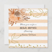 Invitation Pêche et blanc avec douche en or (Devant)