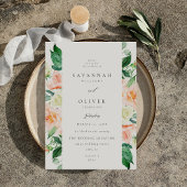 Invitation Pêche et blanc Mariage Floral V3